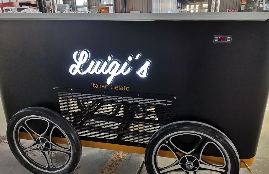 custom logo on the italian ice cream cart custom logo on the italian ice cream cart